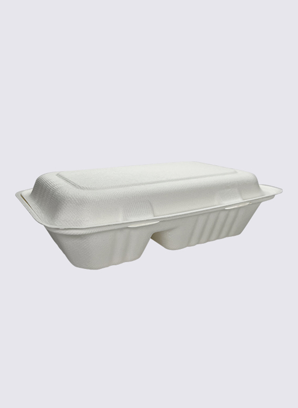 1000ml 2-div Bagasse Canne à Sucre Clamshell Conteneur Alimentaire